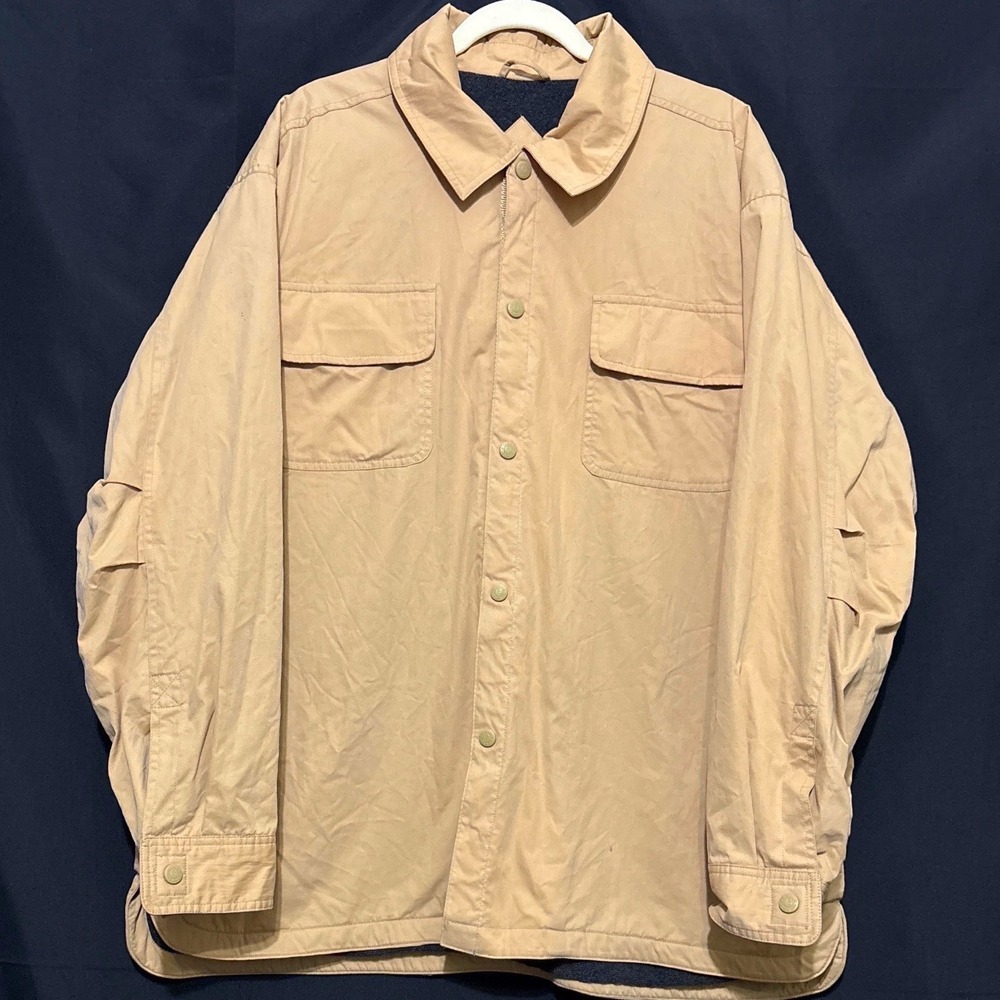 Arizona Jean Co Shirt Jacket XL Tan Gorpcore Fleece Lined Utility Workwear Chore